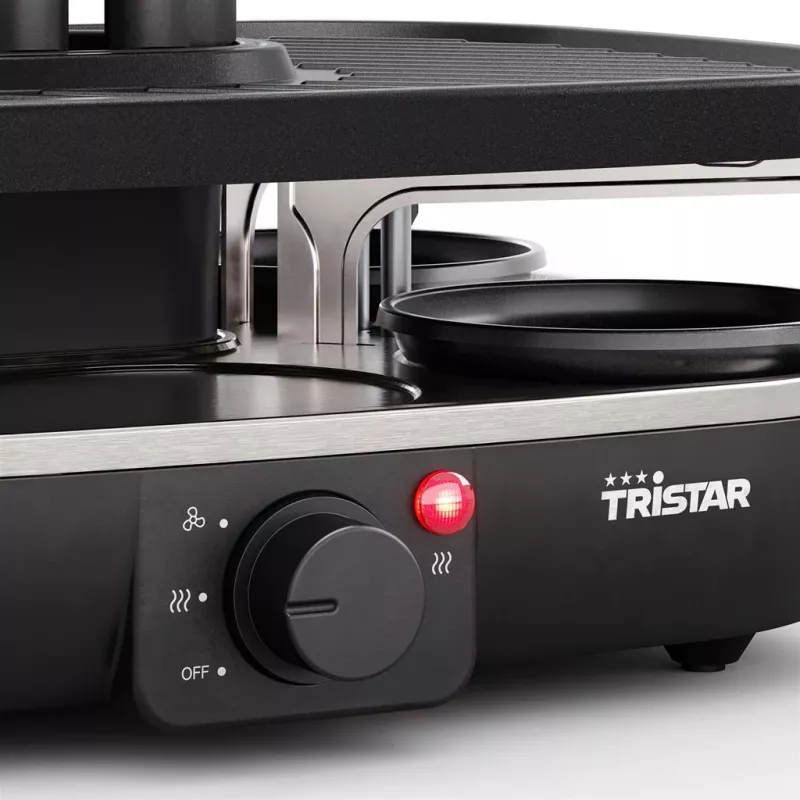 Tristar RA-2760 raclette gril so 6 panvičkami, aktívne vetranie, čierny