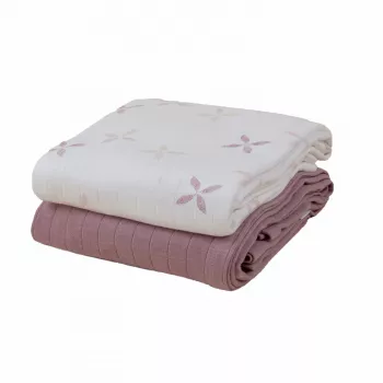 Lodger Swadler Solid Matcha bavlnená zavinovacia plienka, Powder Rose, 110x110 cm, balenie 2 ks