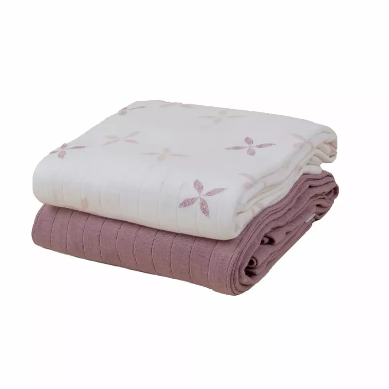 Lodger Swadler Solid Matcha bavlnená zavinovacia plienka, Powder Rose, 110x110 cm, balenie 2 ks