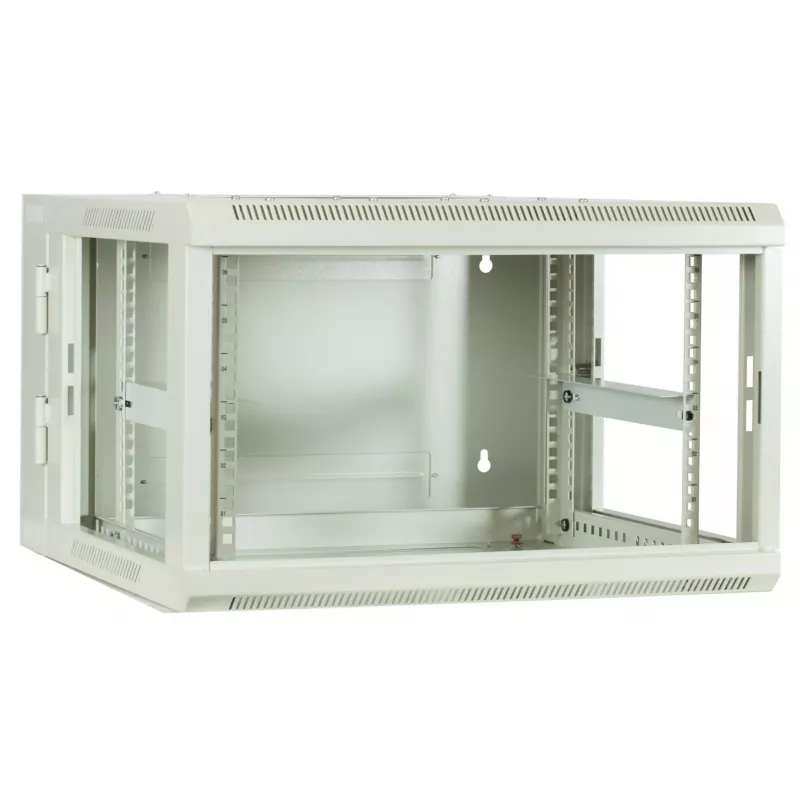 DSIT 6U nástenný serverový rozvádzač so sklenenými dverami, biely, 600x600x368 mm DS6606W-DOUBLE