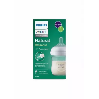 Philips Avent Natural Response sklenená detská fľaša 125 ml s cumlíkom pre novorodencov, 0m+