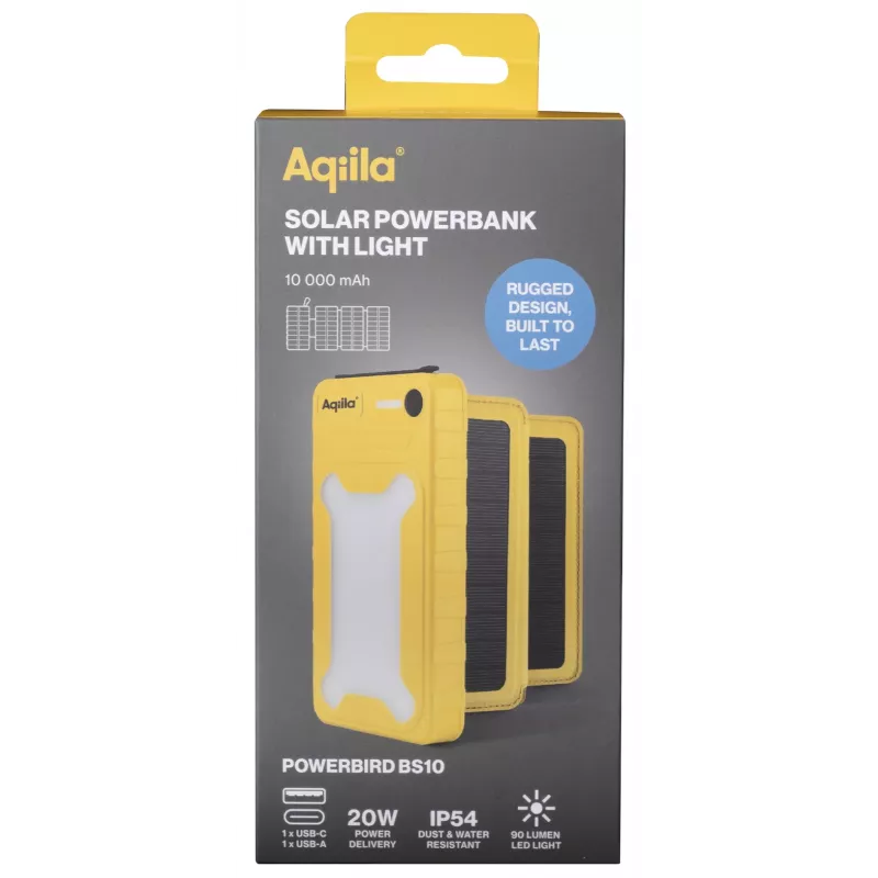 Aqiila Powerbird BS10 solárna powerbanka 10000 mAh čierna & oranžová