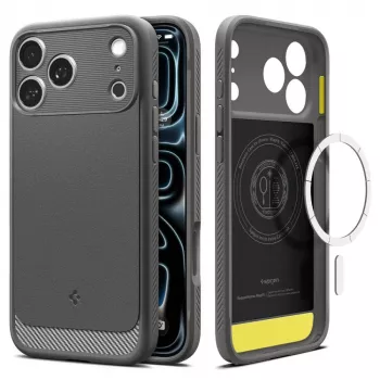 Spigen Rugged Armor Mag MagSafe puzdro pre iPhone 17 Pro / 18 Pro - sivá
