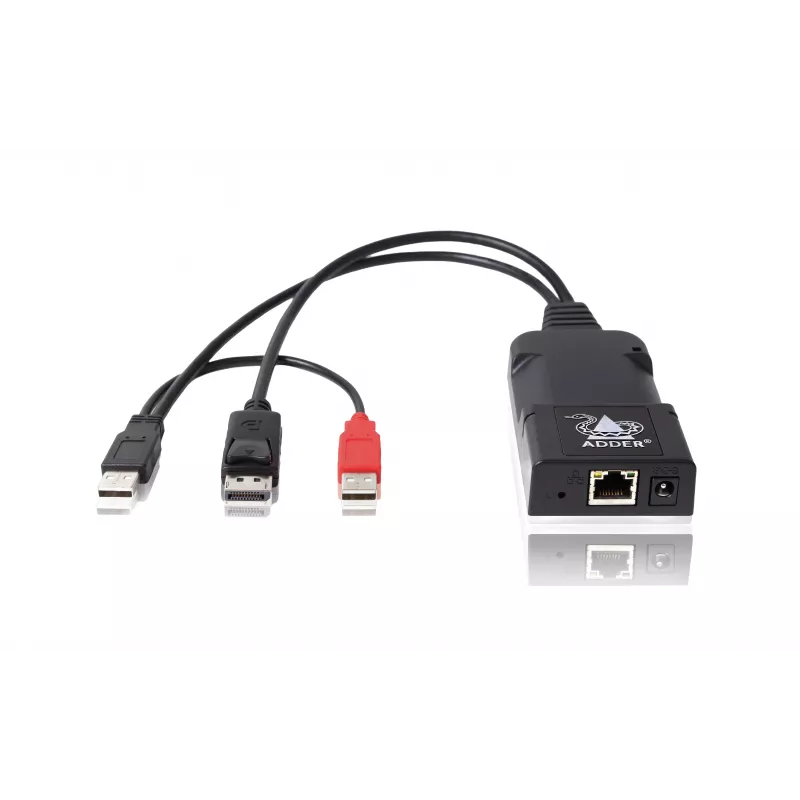 ADDER ALIF101T-DP DisplayPort KVM extender vysielač cez Cat5e/6/7 - 2560x1600, USB 2.0, audio, čierny hliník