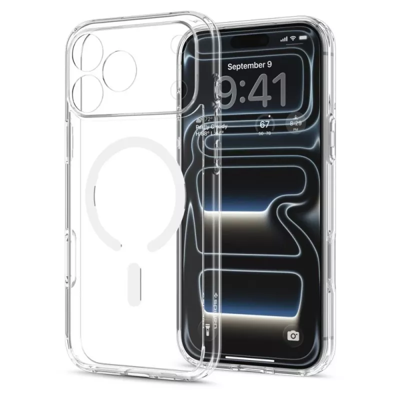 SPIGEN Ultra Hybrid MagSafe puzdro pre iPhone 17 Pro Max / 18 Pro Max – transparentná/biela