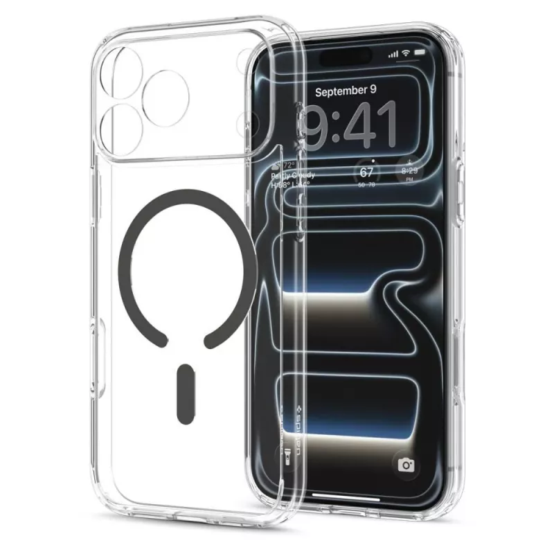 Spigen Ultra Hybrid MagSafe puzdro pre iPhone 17 Pro Max / 18 Pro Max – transparentná/grafitová