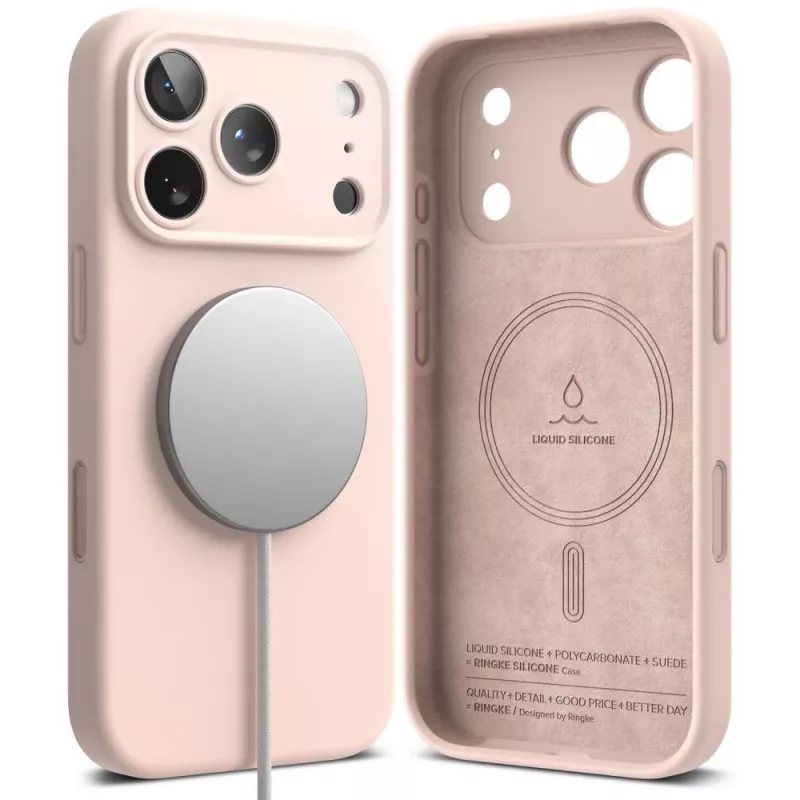 Ringke silikónové magnetické MagSafe puzdro pre iPhone 18 Pro Max – Pink Sand