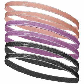 Nike Swoosh Sport Metallic gumičky do vlasov balenie 6 ks – broskyňová, ružová, sivá