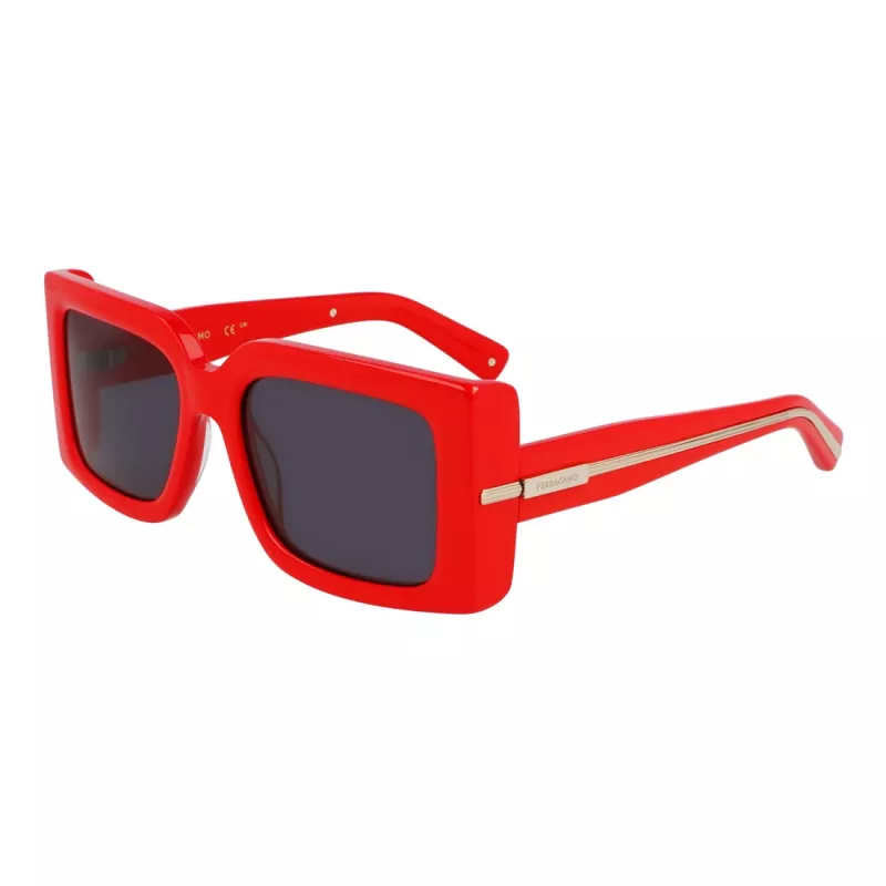 Ferragamo SF2032S-600 dámske cat-eye slnečné okuliare, červený rám, sivé gradientové šošovky, 55/19/140 mm