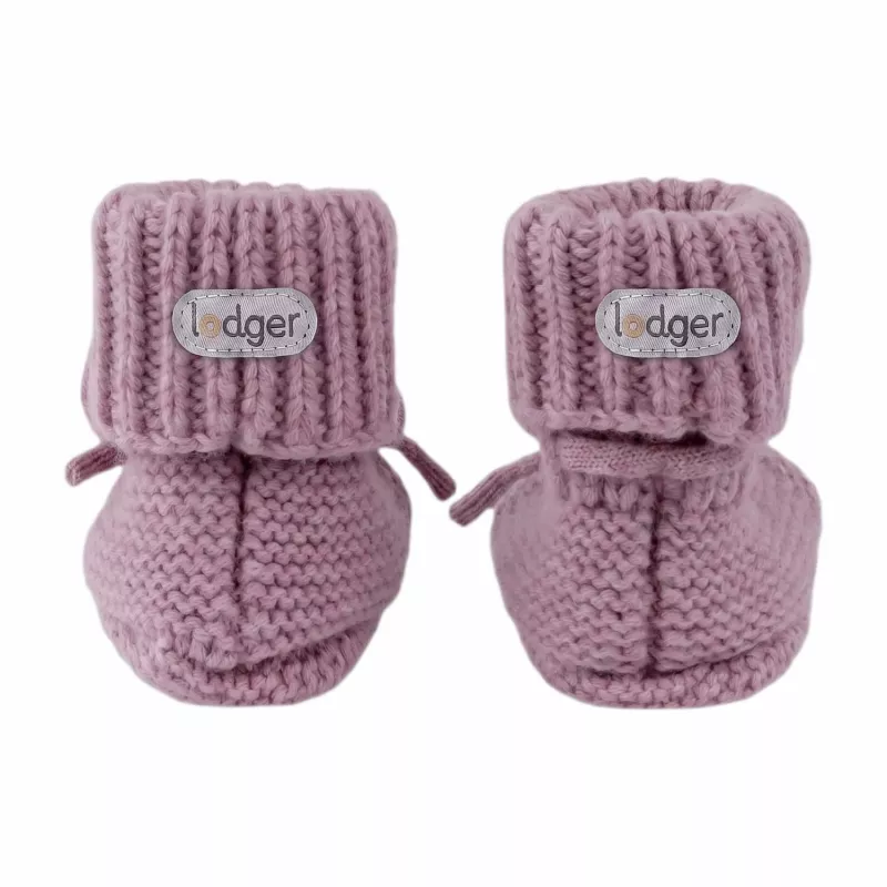 Lodger domáce papuče Merino vlna Baby booties, Mauve, 0-6 mesiacov