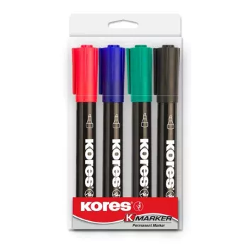 Kores K MARKER permanentný marker, klinový hrot, 3-5 mm, rôzne farby, sada 4 ks M20945