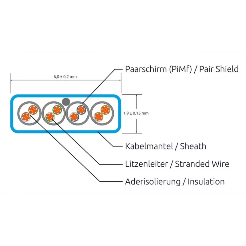 Wirewin SLIM PKW-STP-SLIM-K6A 0.1 GE Cat6a U/FTP patch kábel, 0,1 m, žltý