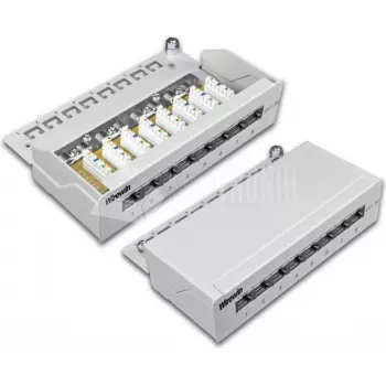 Wirewin DVP-TRIO-K5E 8 - 8-port Cat5e tienený stolový patch panel, LSA pripojenie