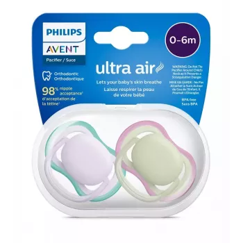 Philips Avent Ultra Air cumlík 0-6 mesiacov, balenie 2 ks, dievčenský ružová/fialová, SCF085/24