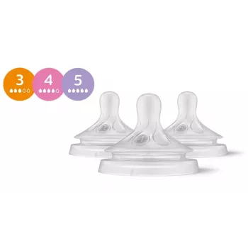 Philips Avent Natural Response súprava silikónových cumlíkov na fľaše (balenie 3 ks, prietok 3, 1+ mesiacov)