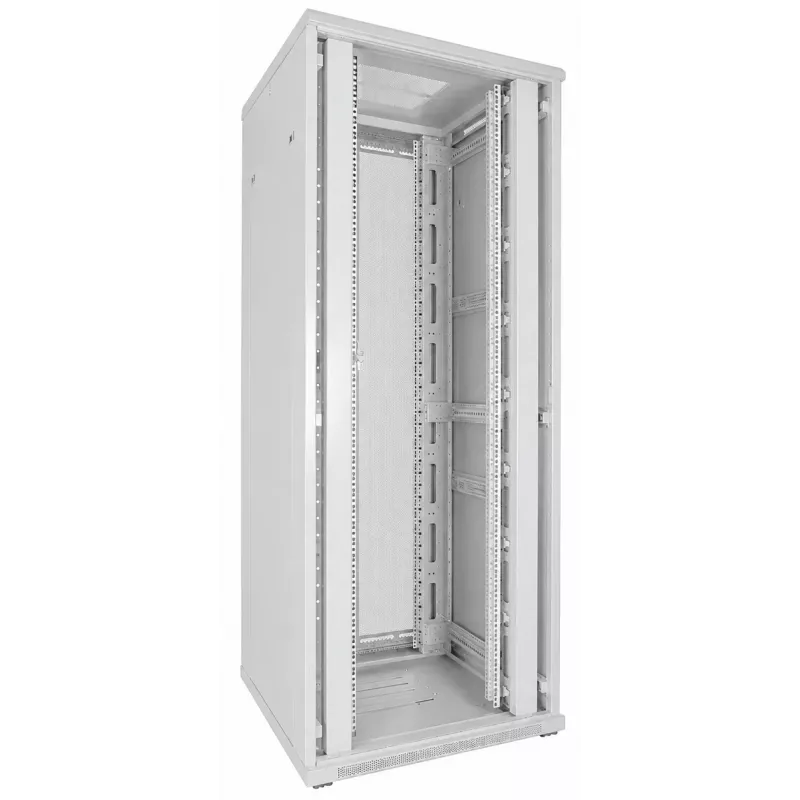 DSIT 42U 19 palcový serverový rack 800x800x2000mm biely, perforované dvojité dvere predné a zadné DS8842DD-W