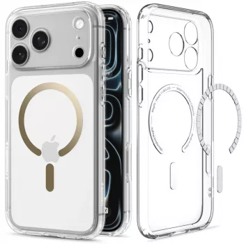 SPIGEN Ultra Hybrid MagSafe puzdro pre iPhone 17 Pro Max / 18 Pro Max – transparentná/zlatá
