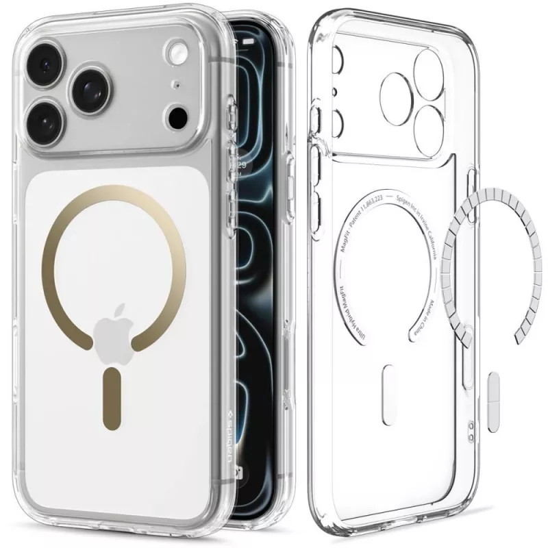 SPIGEN Ultra Hybrid MagSafe puzdro pre iPhone 17 Pro Max / 18 Pro Max – transparentná/zlatá