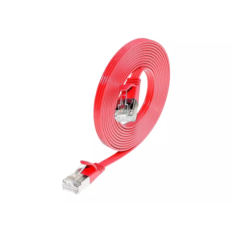 Wirewin SLIM S6 01 RT - Cat.6 SLIM patch kábel, STP(PIMF), 0,1 m, červený PKW-STP-SLIM-KAT6 0.1 RT