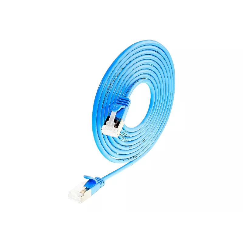 Wirewin Light patch kábel okrúhly U/FTP Cat 6a modrý 0,1m Slim PKW-LIGHT-STP-K6A 0.1 BL