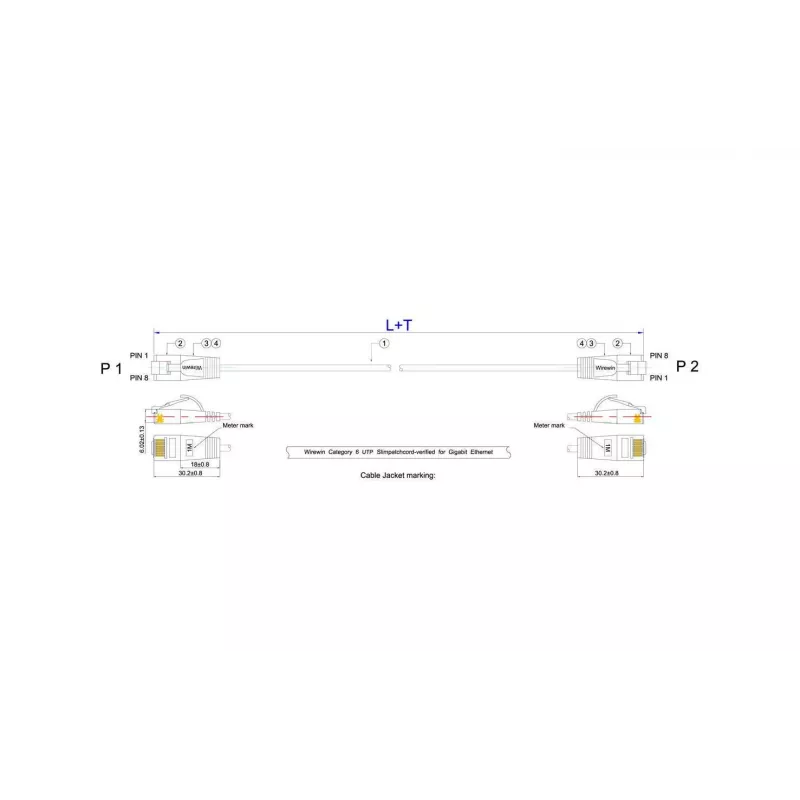 Wirewin Triotronik U/UTP Cat6 patch kábel 1m RJ45 konektor samec na samec Gigabit Ethernet (PKW-LIGHT-K6 1.0)