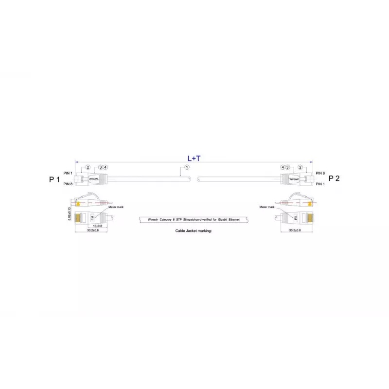 Slim Wirewin Triotronik PKW-LIGHT-STP-K6 15,0 Cat6 S/FTP patch kábel, RJ45 konektor samec na samec, meď, 15 m, čierna
