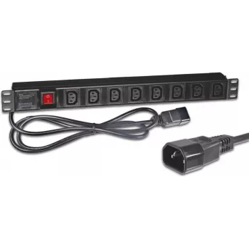 Wirewin NVL8 USV verzia 19 palcov 1U Rackmount PDU, 8x IEC C13 výstupy, IEC C14 vstup, 10A, 2300W, čierna