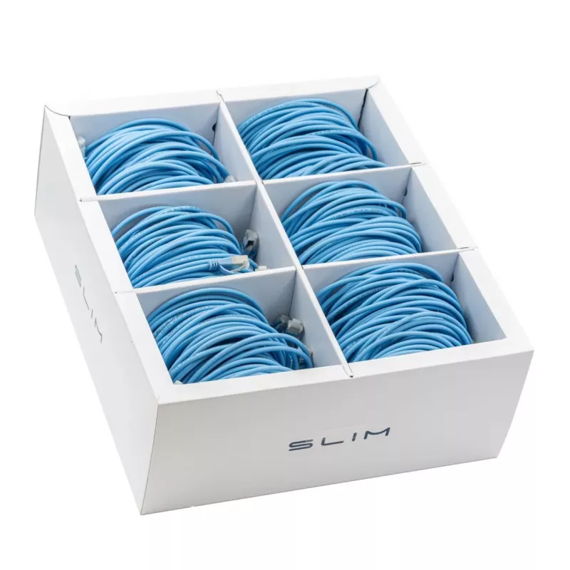 Wirewin SLIM KAT6A 10 Gigabit Light patch kábel, 1,5 m, U/FTP, Ø 3,8 mm, modrá, balenie 60 ks SLIM-LS-K6A 1.5 BL 60