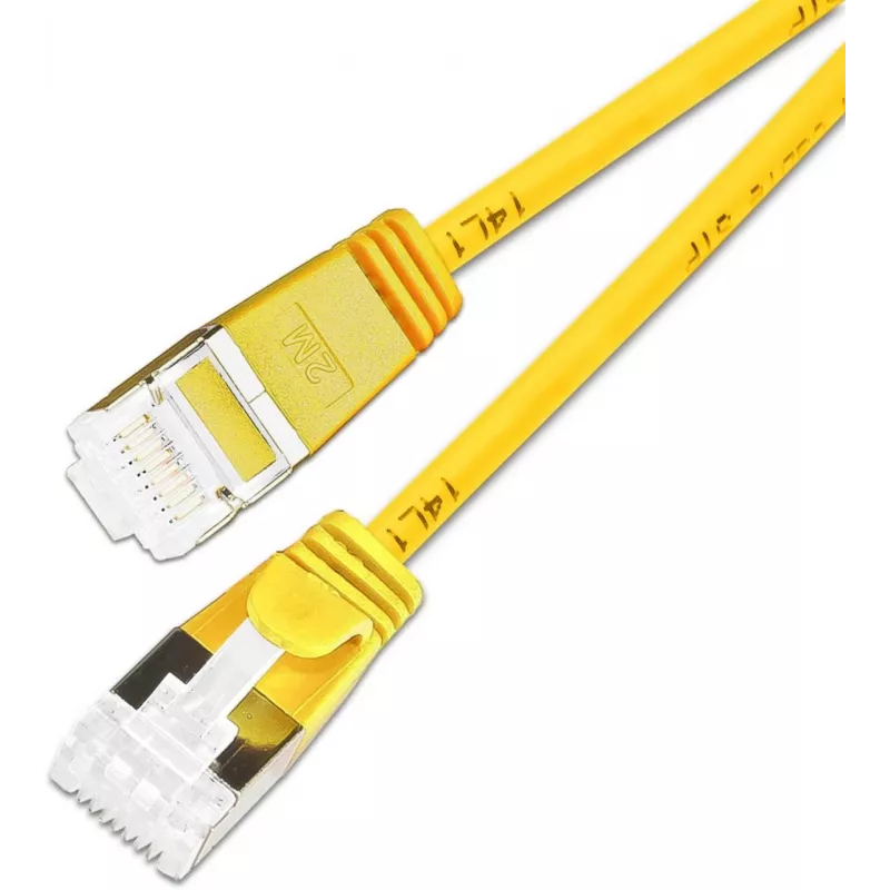 Wirewin SLIM KAT6A 10 Gigabit Light patch kábel, U/FTP, Ø 3,8 mm, žltá, 0,15 m (PKW-LIGHT-STP-K6A 0.15 GE)