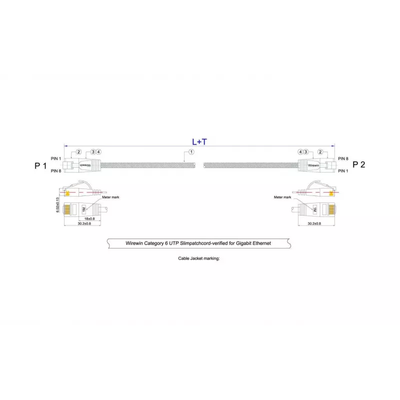 Wirewin SLIM UT6 10 GR - Cat.6 Slim Tough kábel, U/UTP, 10 m, sivá (PKW-TOUGH-K6 10.0)
