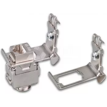 Wirewin DIN adaptér na lištu pre montáž Keystone konektorov samica, kovový Keystone systém (WKS DIN RAIL HOLDER 1)