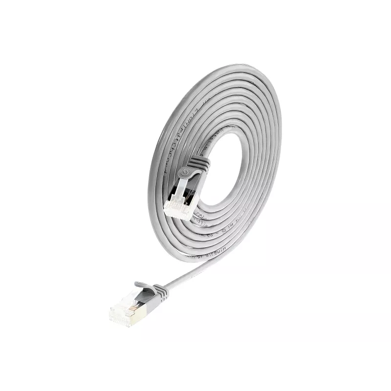Wirewin PKW-LIGHT-STP-K6A 1.5 Cat 6a U/FTP Slim Round Prepojovací kábel, PoE, 1,5 m, sivý