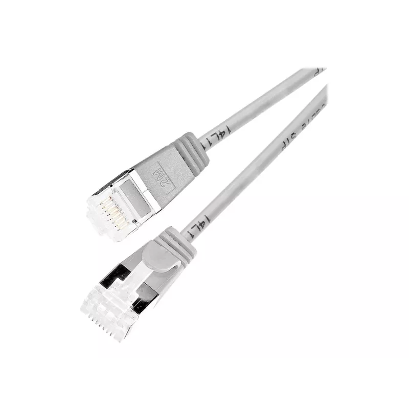 Wirewin PKW-LIGHT-STP-K6A 1.5 Cat 6a U/FTP Slim Round Prepojovací kábel, PoE, 1,5 m, sivý