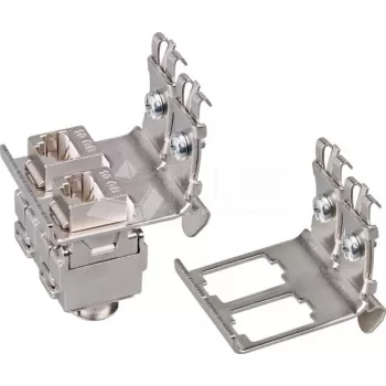 Wirewin DIN držiak na lištu pre 2 Keystone konektory samica, kovový Keystone systém (WKS DIN RAIL HOLDER 2)