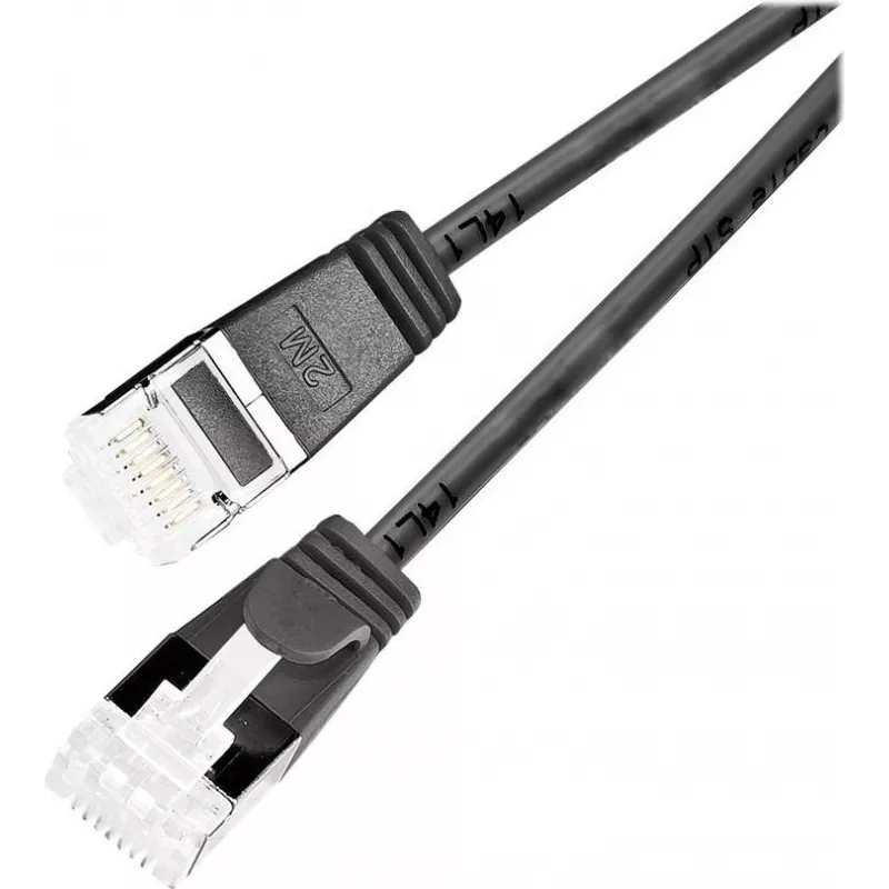 Wirewin Light patch kábel okrúhly U/FTP Cat 6a čierny 0,1m tenký flexibilný kábel pre špeciálne aplikácie PoE (PKW-LIGHT-STP-K6A 0.1 SW)