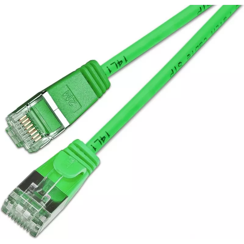 Wirewin Light patch kábel okrúhly U/FTP Cat 6a zelený 0,5m tenký flexibilný PoE PKW-LIGHT-STP-K6A 0.5 GN