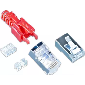 Wirewin MOD SL KAT6A STP 10 RT RJ-45 konektor samec, Cat.6A, STP, bez nástroja, červená, balenie 10 ks