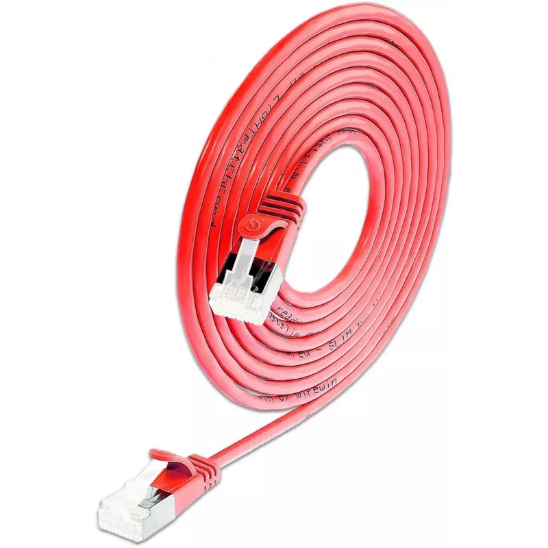 Wirewin SLIM KAT6A 10 Gigabit Light patch kábel, 0,15m, U/FTP, Ø 3,8mm, červená, balenie 50 ks SLIM-LS-K6A 0.15 RD 50