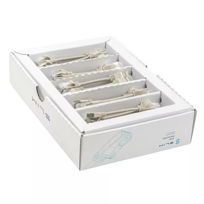 Wirewin SLIM KAT6A 10 Gigabit Light patch kábel, 0,1m, U/FTP, Ø3,8mm, sivá, balenie 50 ks (SLIM-LS-K6A 0.1 50)