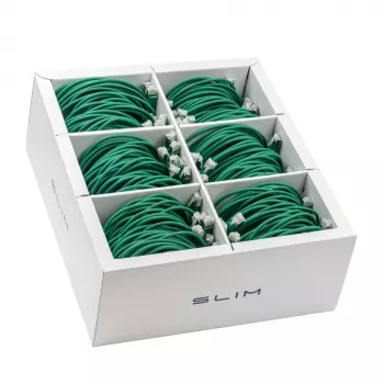Wirewin SLIM-LS-K6A 0.5 GN 90 Cat6A U/FTP Slim patch kábel, 0,5 m, zelená, balenie 90 ks