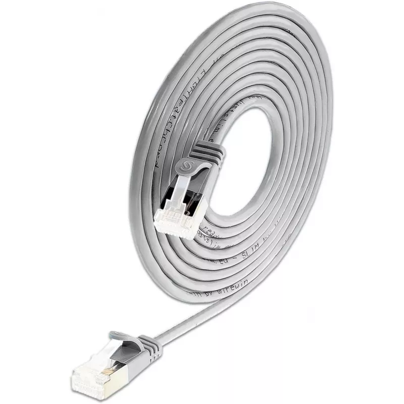 Wirewin SLIM-LS-K6A 0,15 50 Cat6A Slim Ethernet patch kábel, 0,15m, U/FTP, sivá, balenie 50 ks
