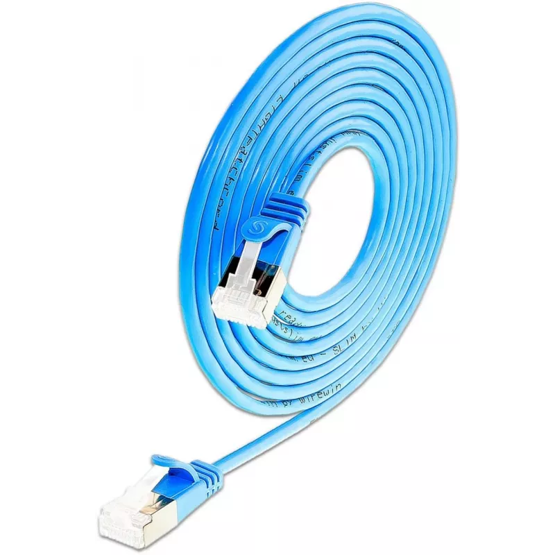 Wirewin SLIM-LS-K6A 0.15 BL 50 Cat6A Slim Ethernet patch kábel, 0,15 m, U/FTP, modrý, balenie 50 ks