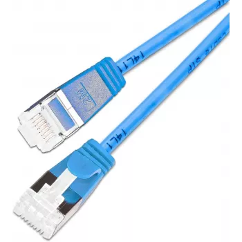 Wirewin SLIM KAT6A 10 Gigabit Light patch kábel, U/FTP, 3,8 mm, modrý, 0,15 m (PKW-LIGHT-STP-K6A 0.15 BL)