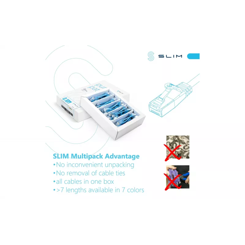 Wirewin SLIM-LS-K6A 2.0 YE 60 - Cat6A U/FTP Slim Ethernet patch kábel, 2 m, žltá, balenie 60 ks