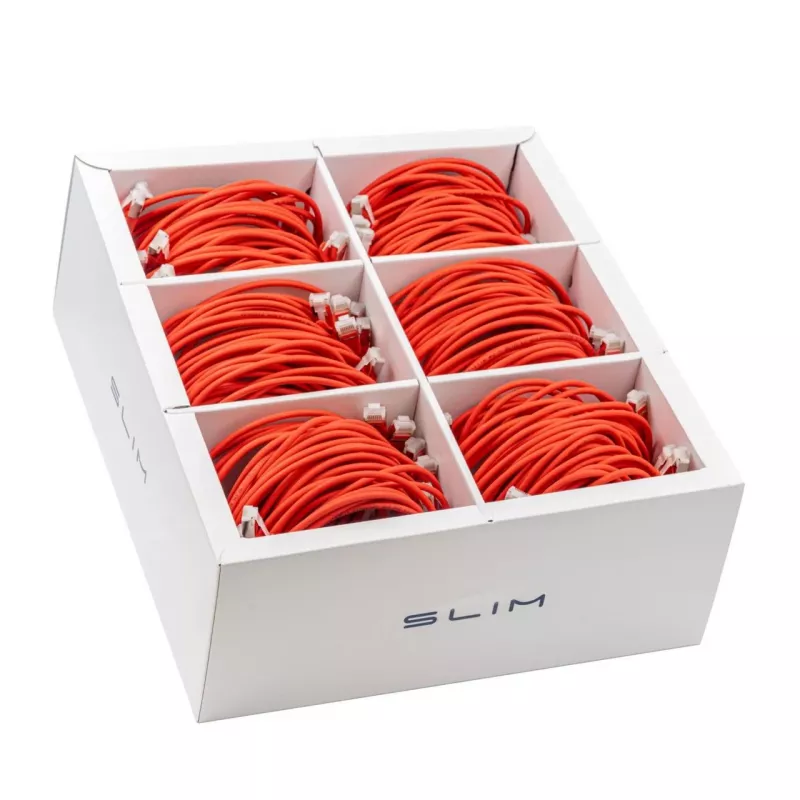 Wirewin SLIM-LS-K6A 1.5 RD 60 - Cat6A Slim Ethernet patch kábel, 1,5 m, červená, balenie 60 ks