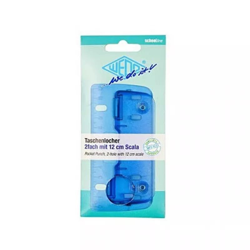 WEDO 67803 ľadovomodrý vreckový dierovač, 2-dierový, 8 listov, 6 mm