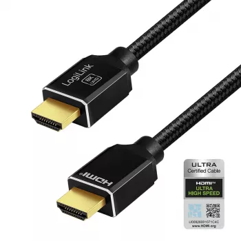 LogiLink HDMI kábel A/M na A/M 8K/60Hz 48Gbps kov nylon certifikovaný čierny 2m
