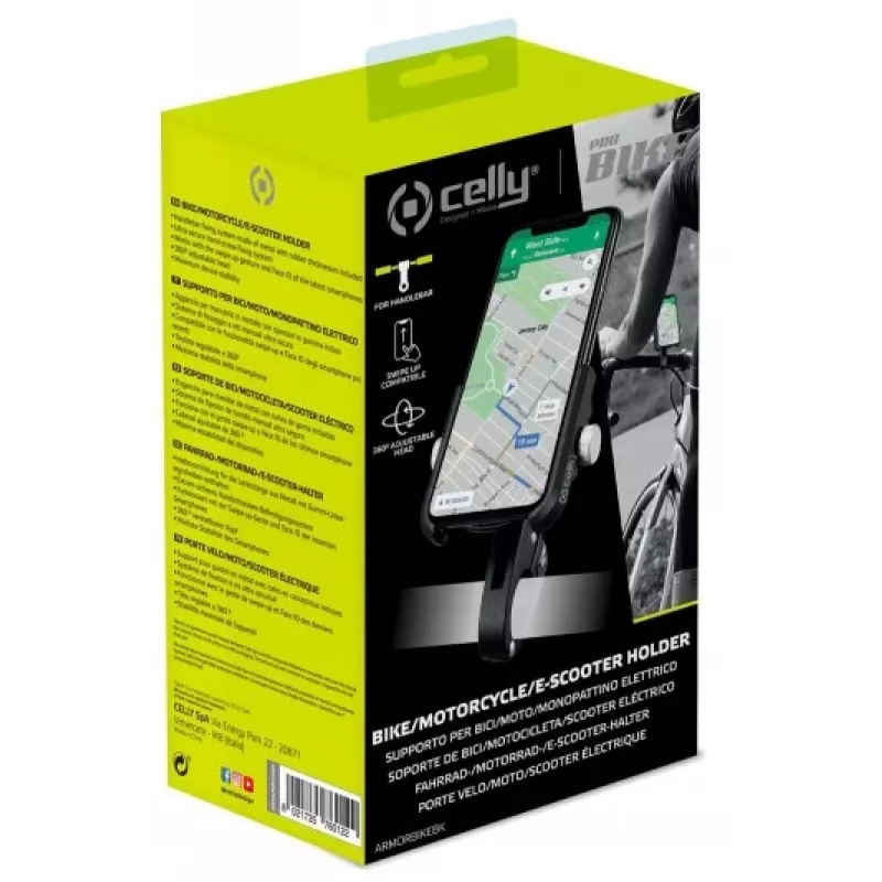 CELLY Universal Armor držiak na bicykel pre smartfóny do 6,7 palca, čierny