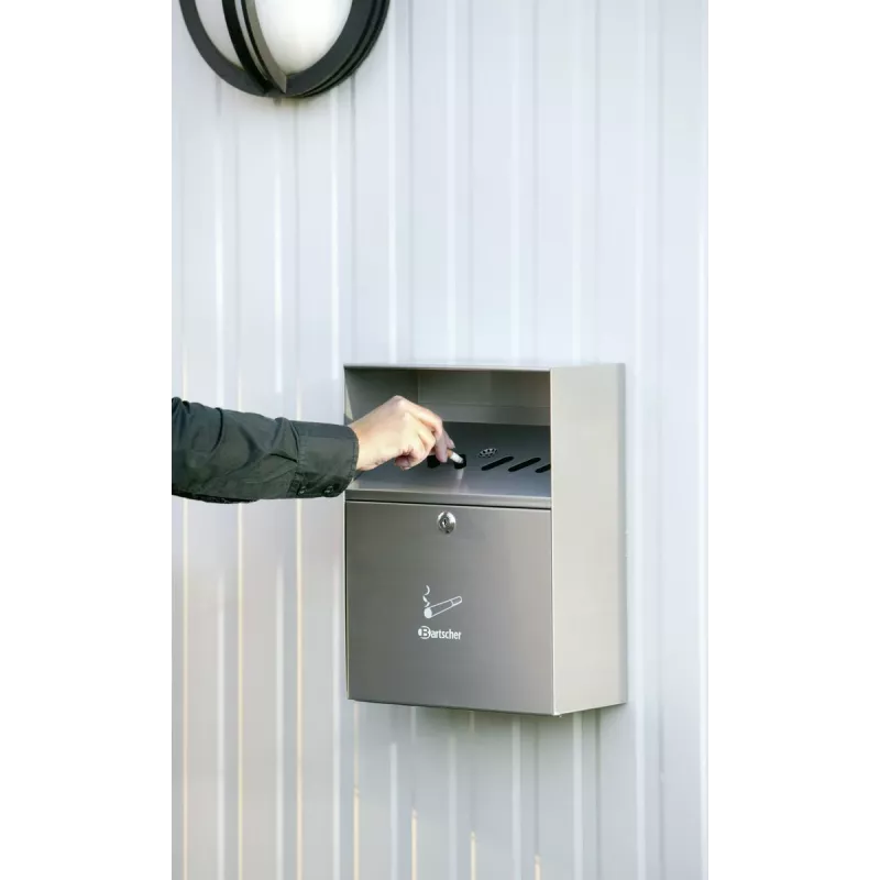 Bartscher 860001 nástenný popolník, nerez, strieborný, uzamykateľný