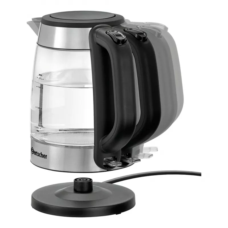 Bartscher 200096 sklenená kanvica elektrická rýchlovarná kanvica 1,7L 2200W strieborná